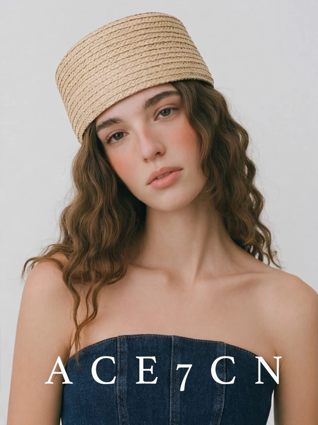 Designer Straw-Woven Pillbox Hat pillbox Hepburn Round
