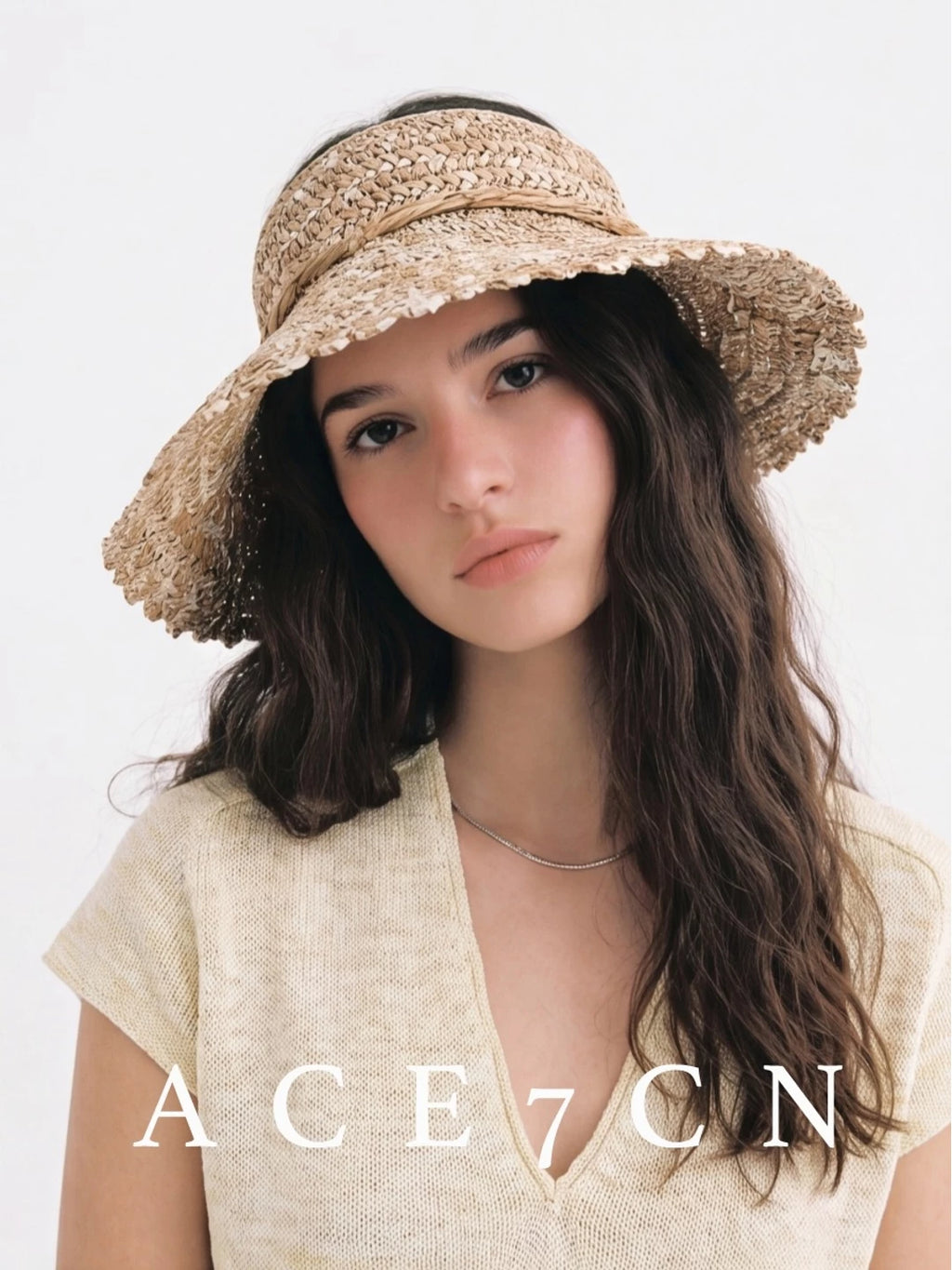 Hand-Crochet Straw-Woven Visor Japanese Sun-Shade Headband Hat