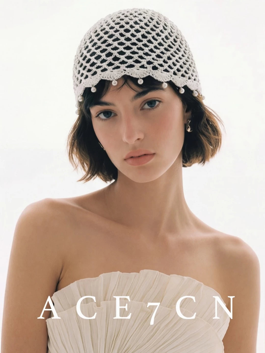 California Resort Hand-Crochet Openwork Knit Beanie Handmade
