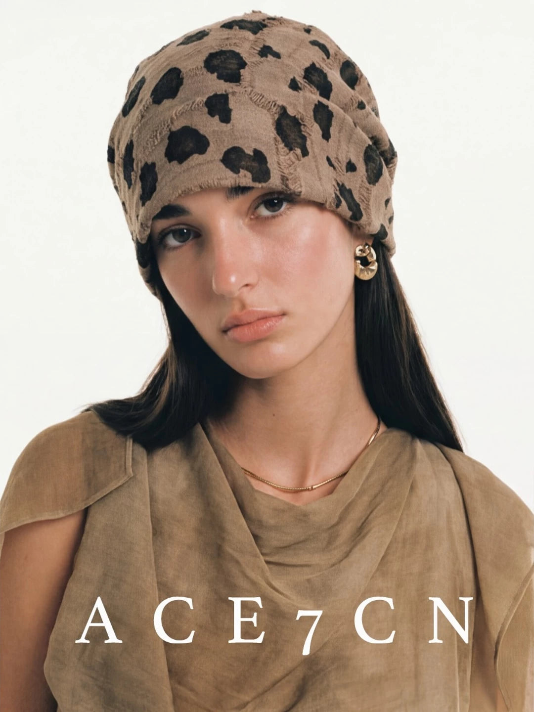Vintage Hat Slouch Beanie Leopard Headwrap