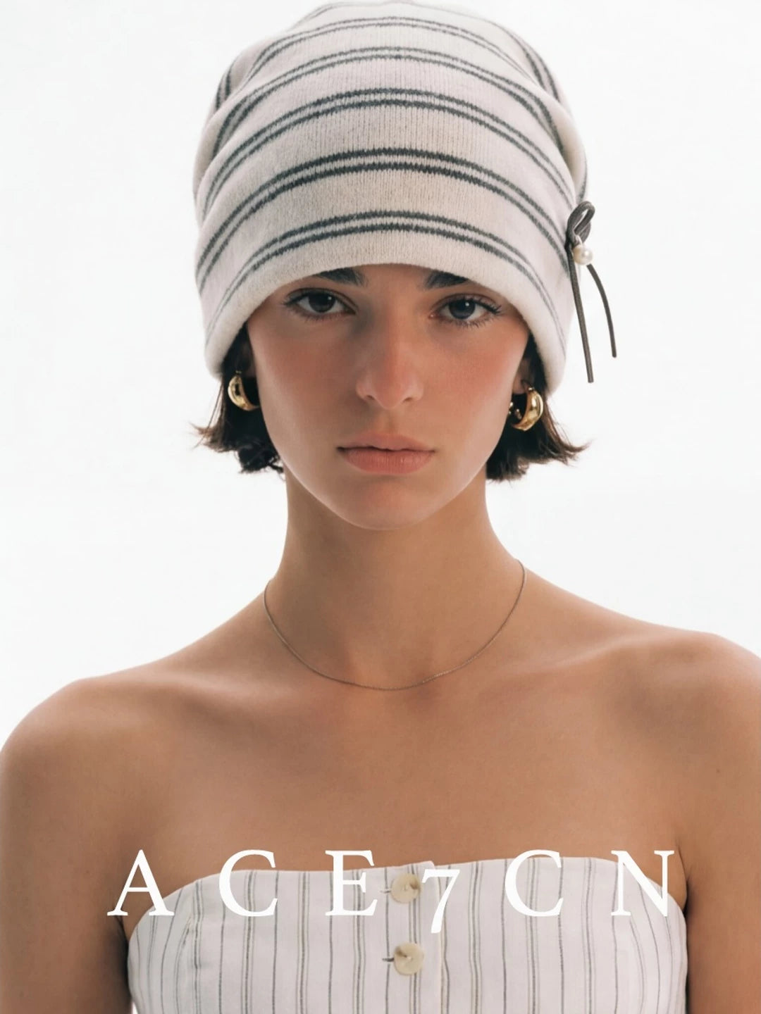 Korean Striped Knit Beanie New Headwrap Slouch