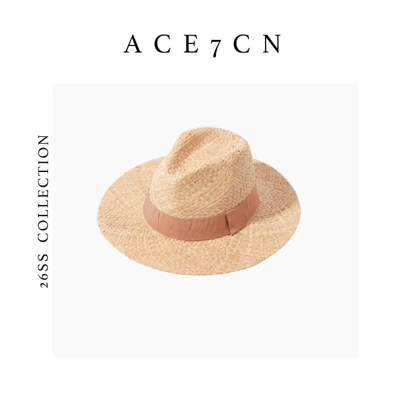 South-France Natural Raffia Dress Hat Resort Straw