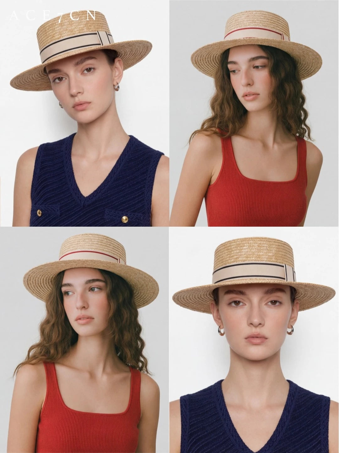 British Vintage Premium Wheat-Straw Straw Hat Hand-Woven