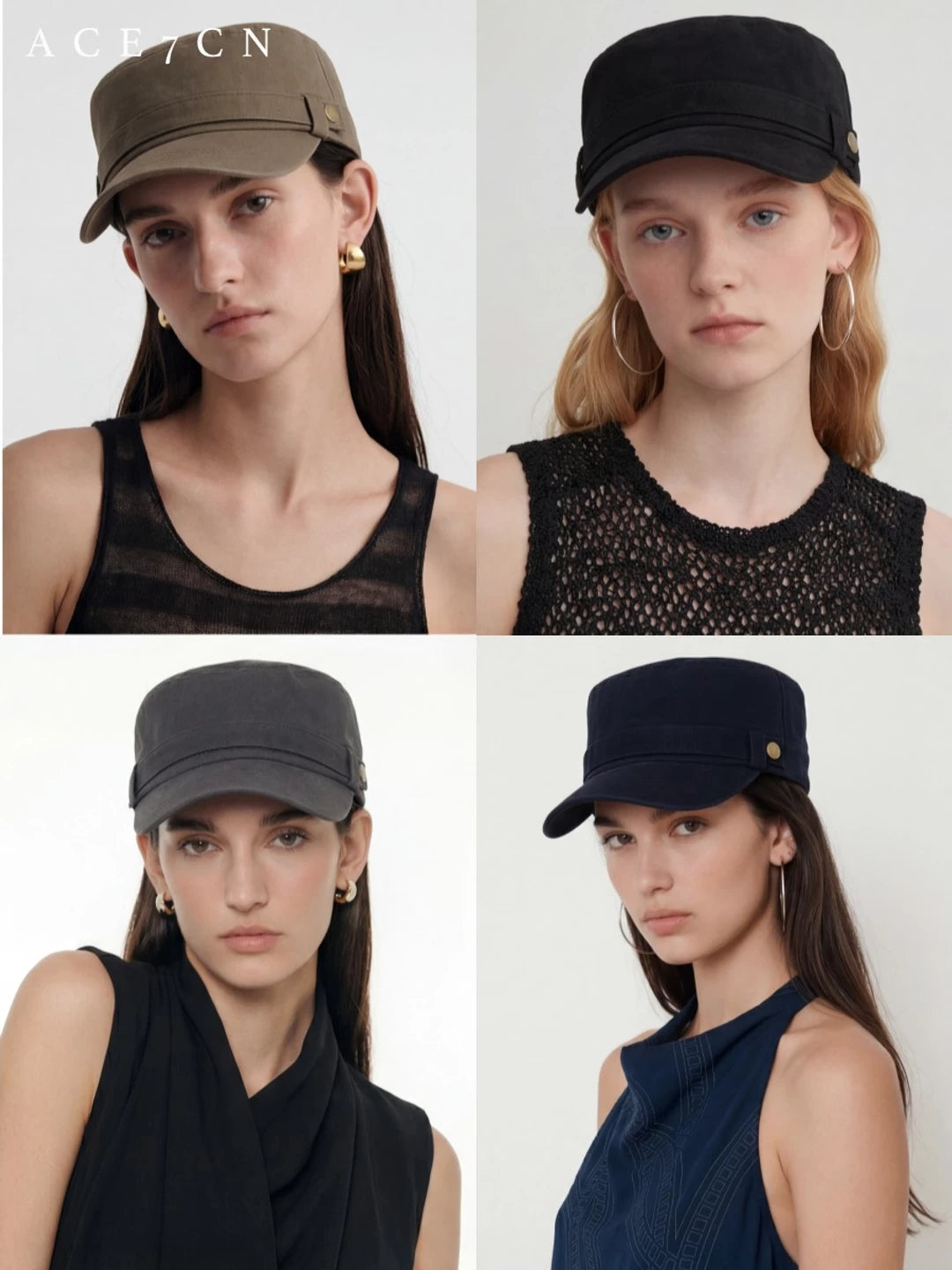 Vintage American Riding Hat Great-Fit Cotton Gold-Buckle