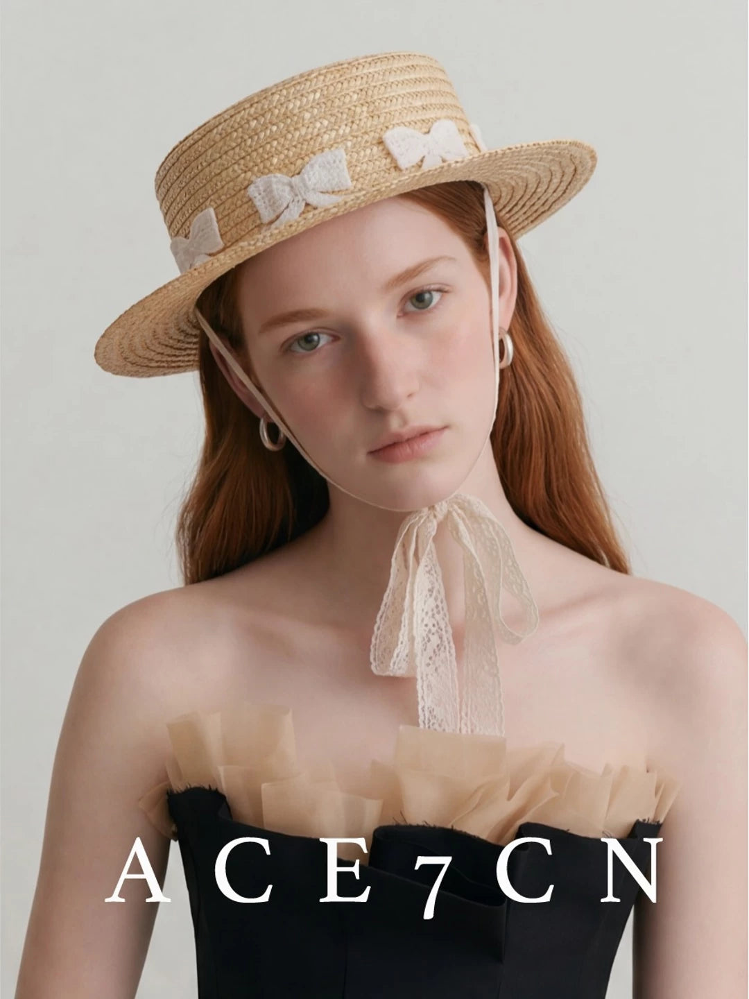 Parisian Natural Wheat-Straw Straw Hat Hand-Woven Bow