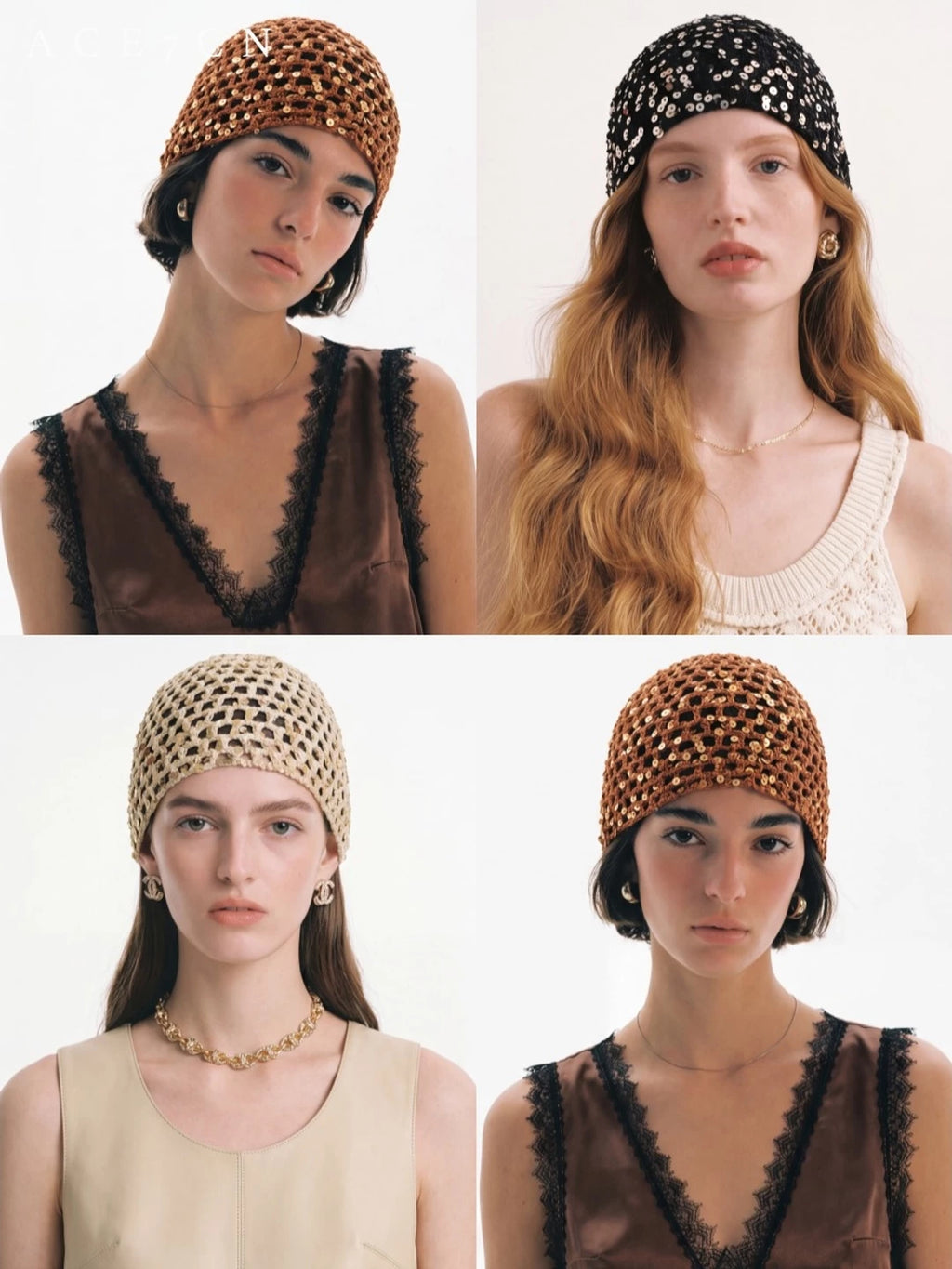 Danish Old-Money Vintage Hand-Crochet Openwork Hat Headwrap