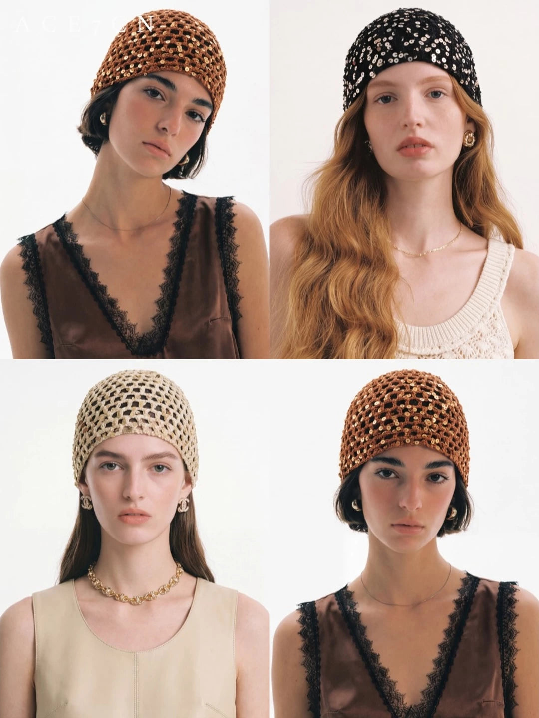 Danish Old-Money Vintage Hand-Crochet Openwork Hat Headwrap