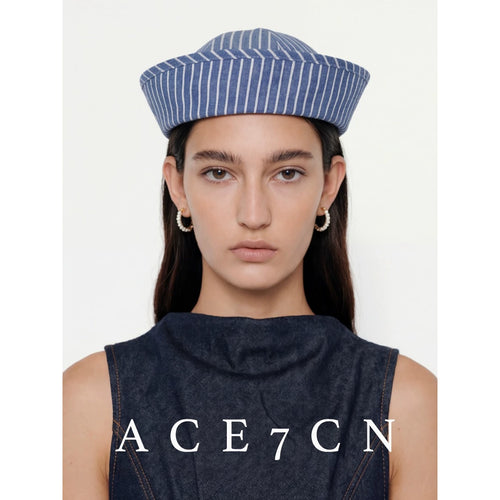 Nautical Striped Sailor Hat Summer Lightweight Roll-Brim