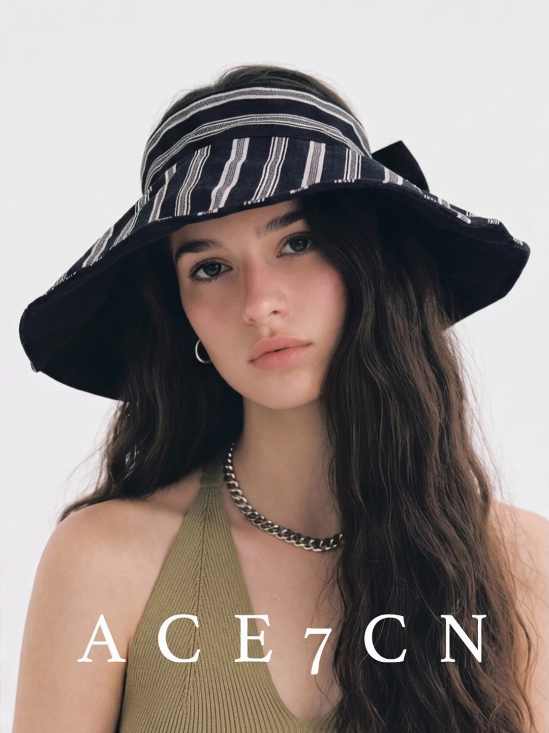 Athleisure Outdoor Sun-Protection Visor Striped Roll-Brim Sun