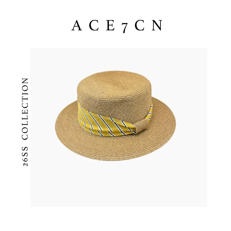 French Vintage Straw-Woven Sun Hat Resort Straw