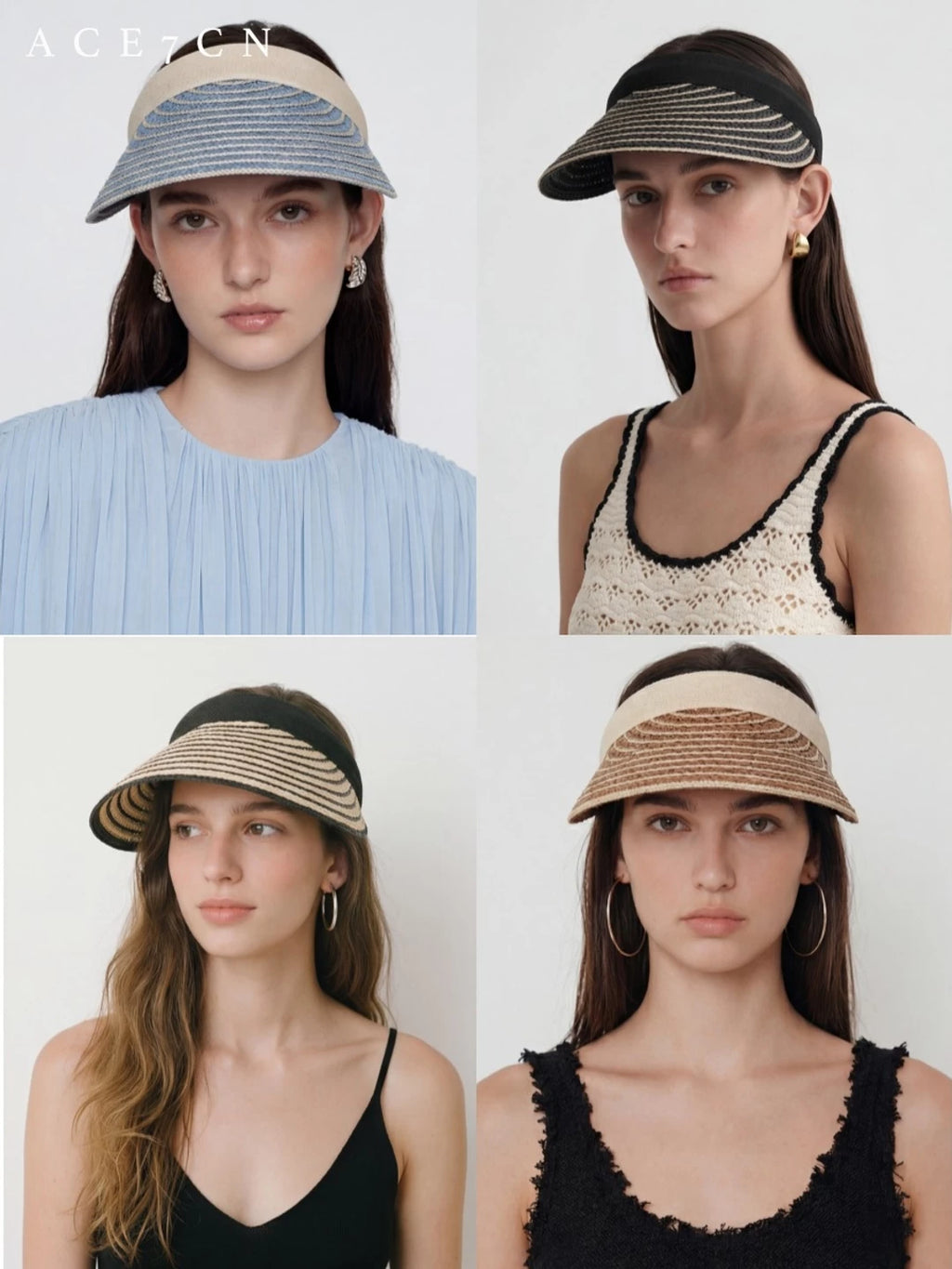 South-France Midsummer Visor Striped Sun-Shade Headband Hat