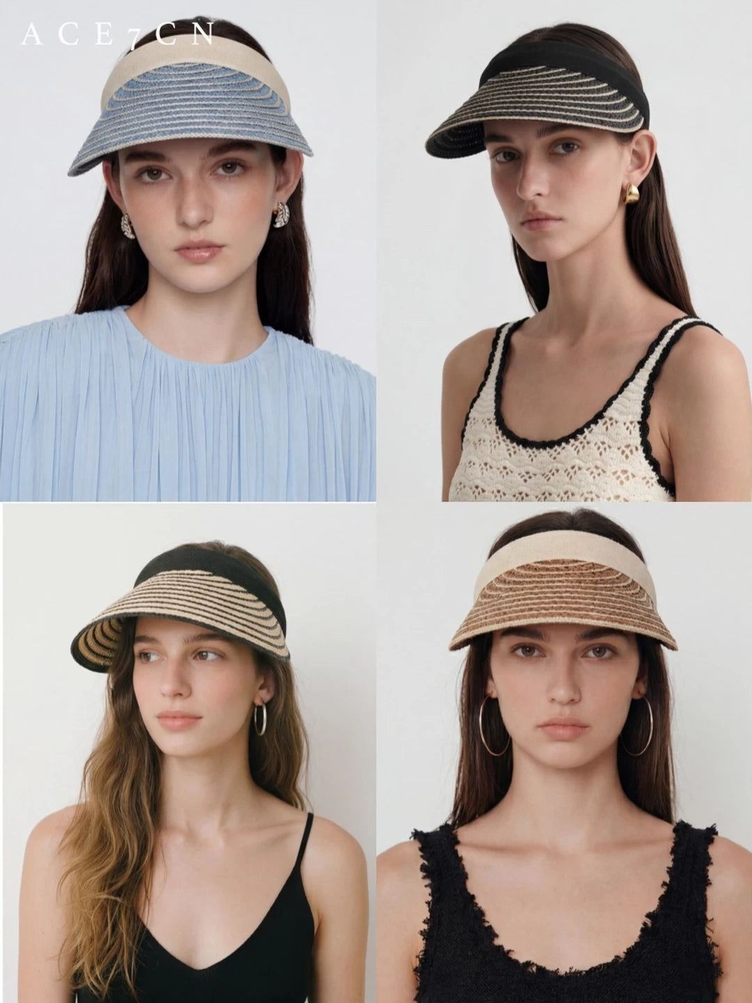 South-France Midsummer Visor Striped Sun-Shade Headband Hat