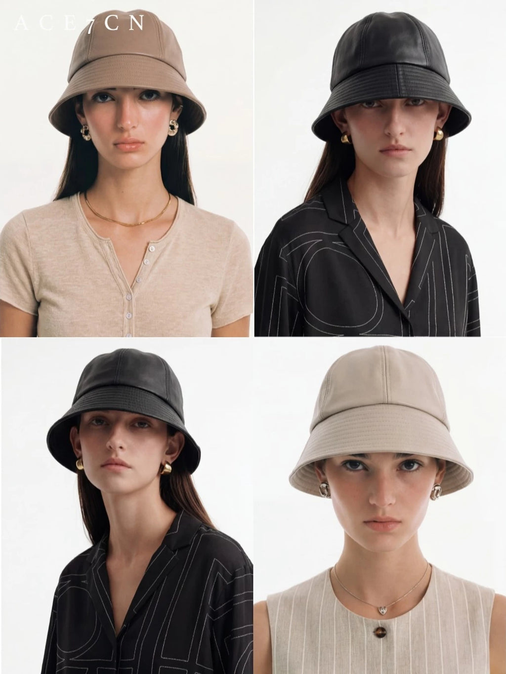 British Chic Minimalist Bucket Hat Round-Top Cloche