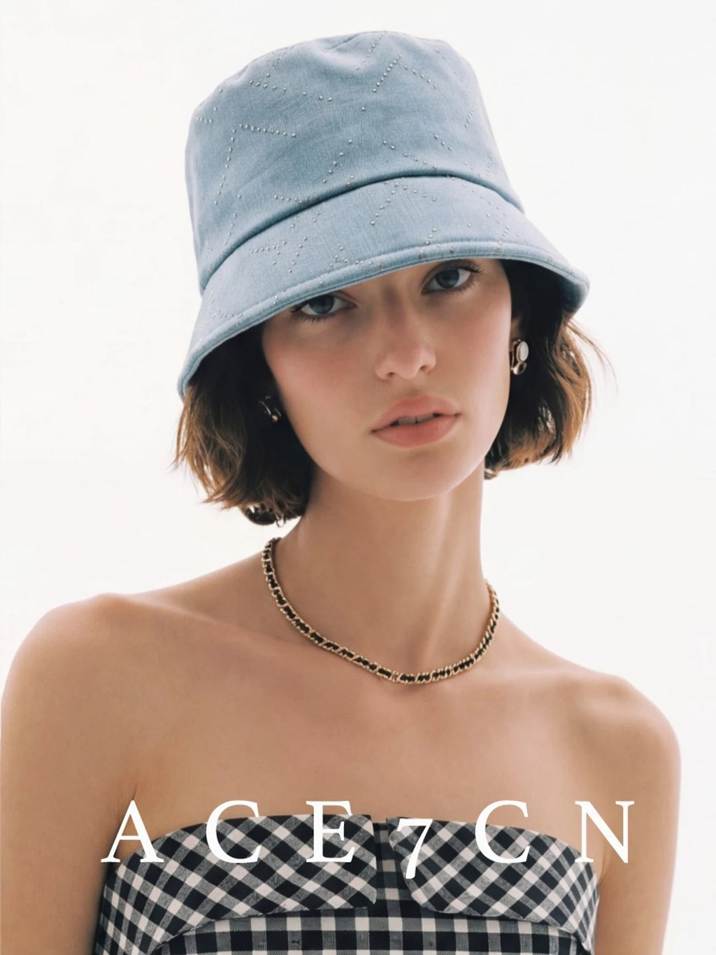 Light-French Denim Bucket Hat Subtle-Glitter Bucket Hat