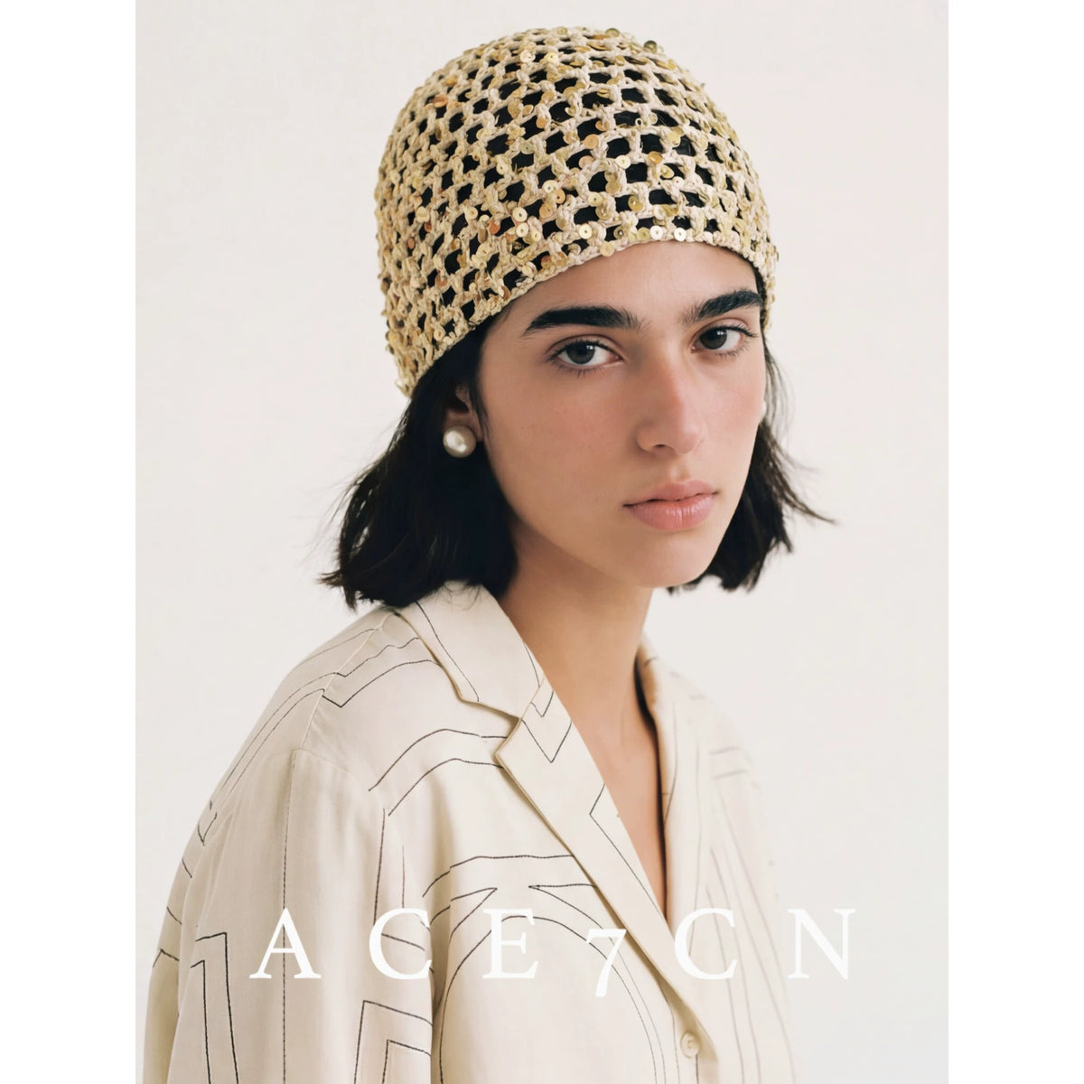 Danish Old-Money Vintage Hand-Crochet Openwork Hat Headwrap