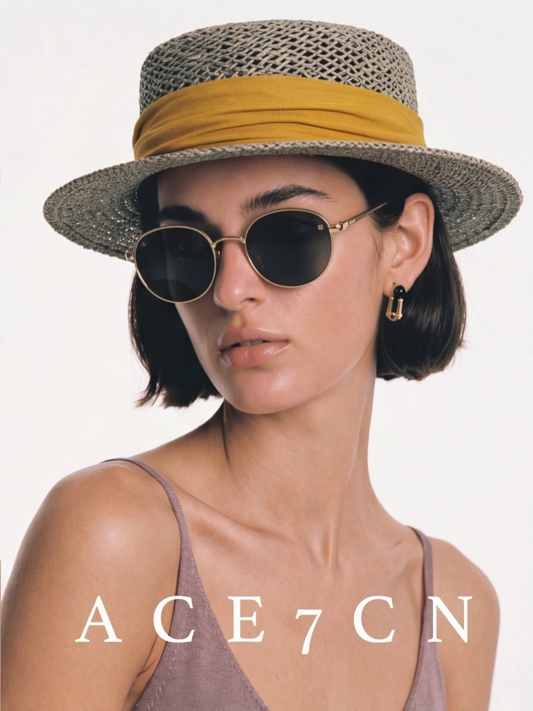 South-France Seagrass Hand-Woven Dress Hat Flat-Top Straw