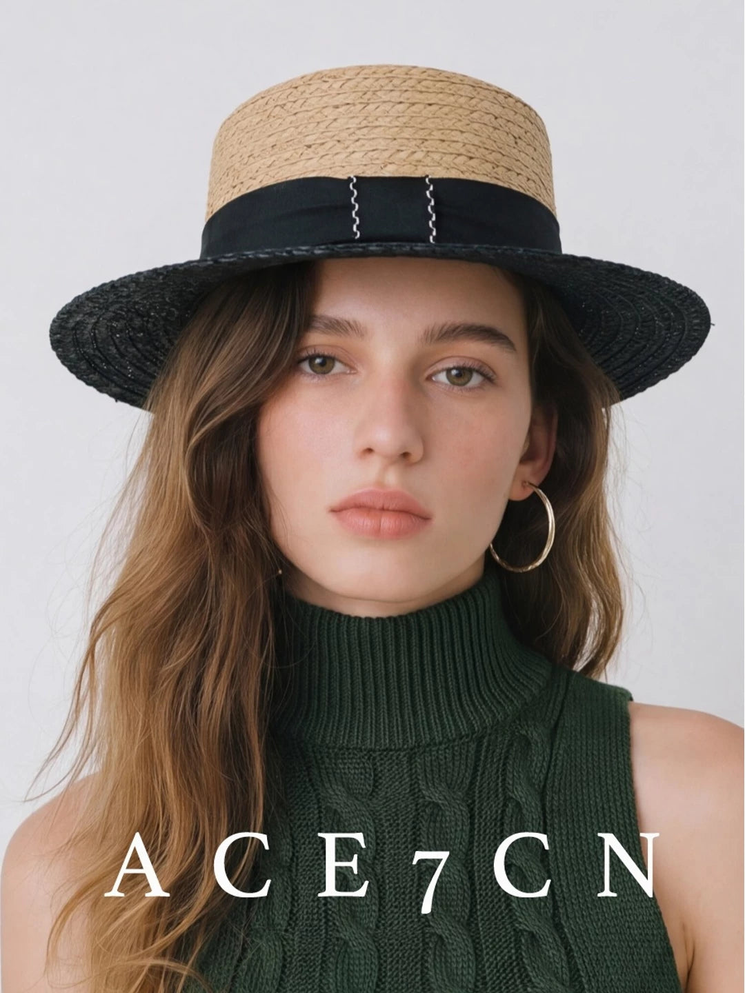 Light-French Raffia Sun Hat Bow Ribbon British