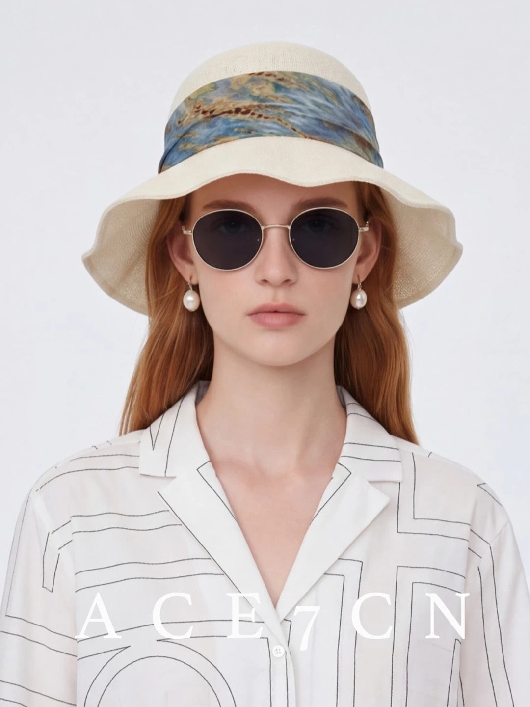French Vintage Bucket Hat Ink-Wash Bucket Hat