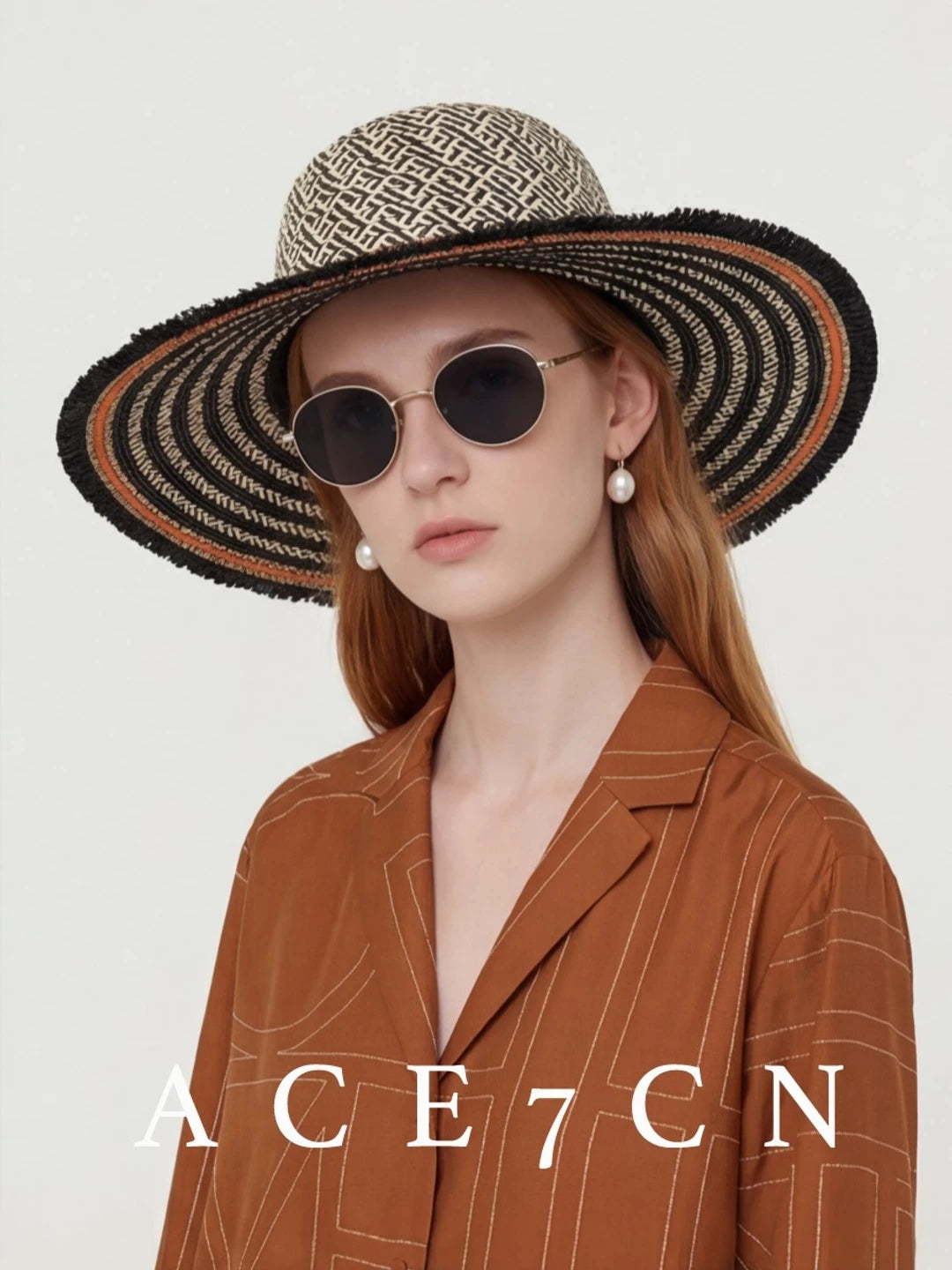 Nordic Niche Colorful Light-Luxury Color-Block Straw-Woven Sun