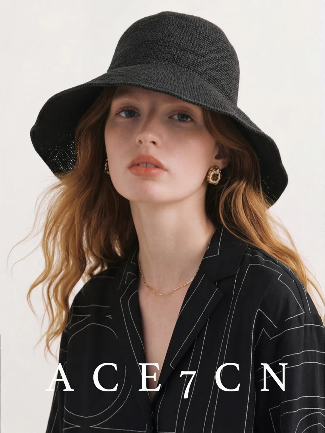 Nordic Classic Wide-Brim Hand-Crochet Bucket Hat Foldable