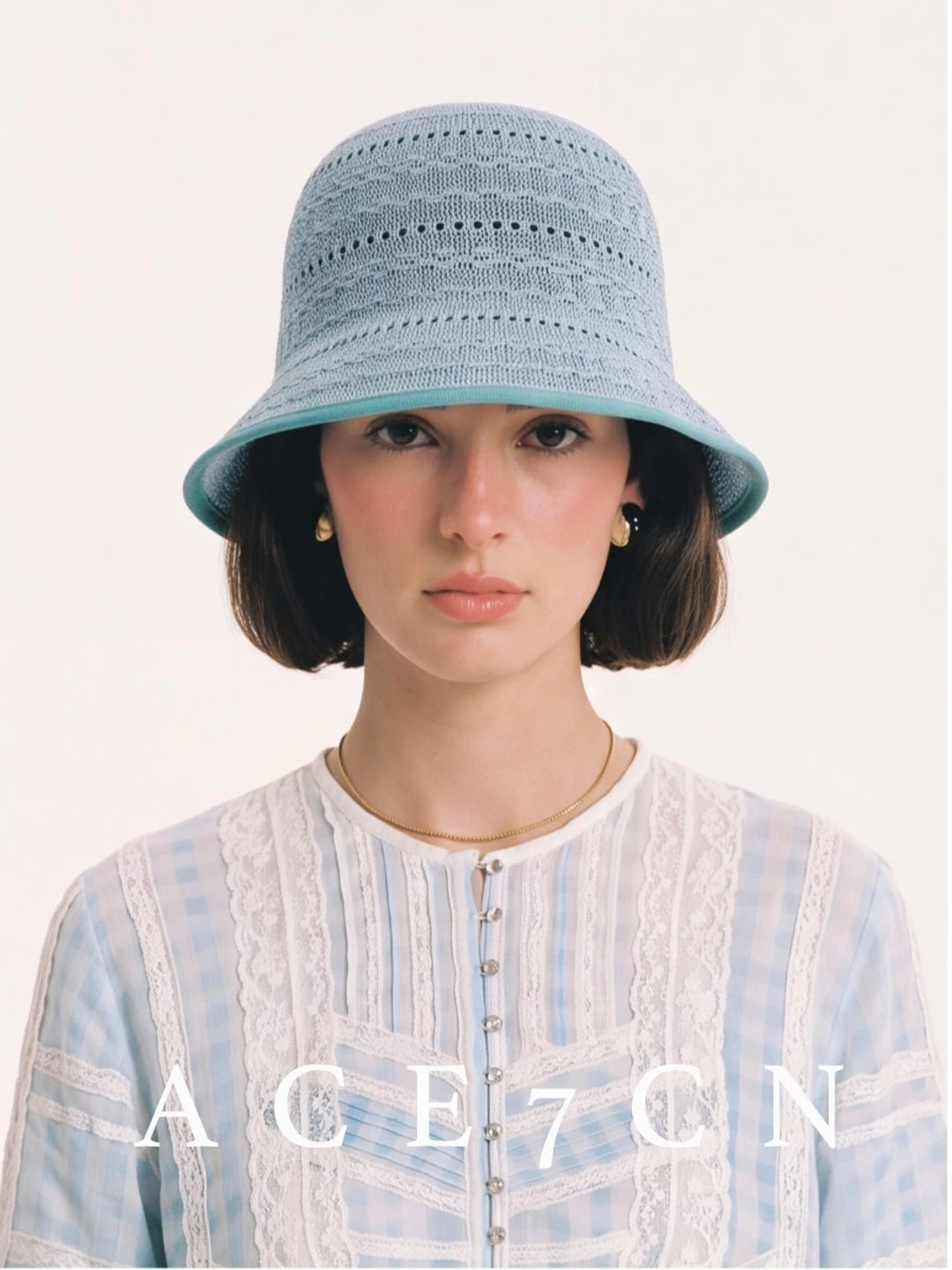 Japanese Niche Hand-Crochet Bucket Hat Openwork Breathable