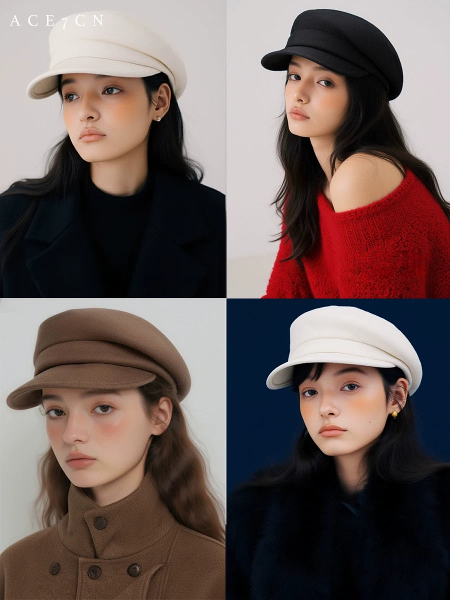 British Vintage 100 Wool Newsboy Cap Women