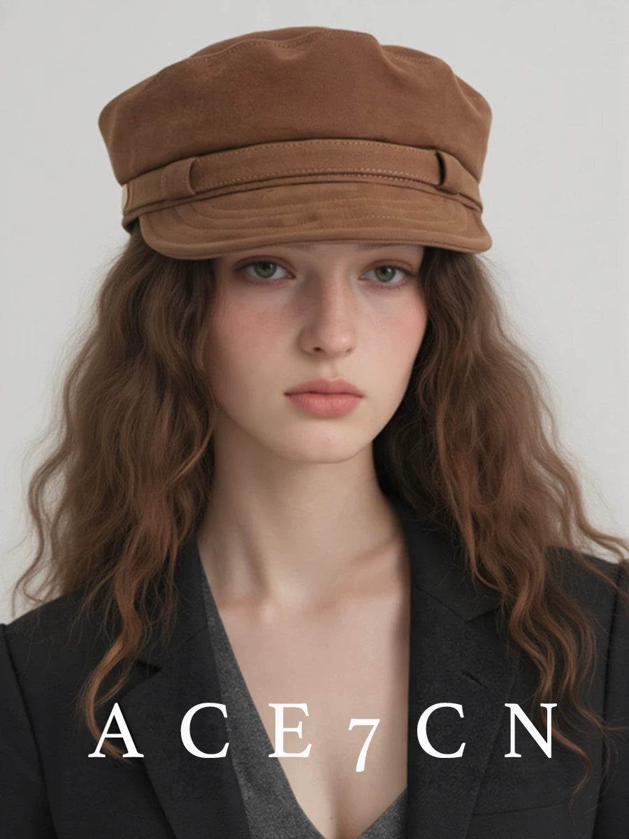 Vintage British Newsboy Cap Women Premium Suede