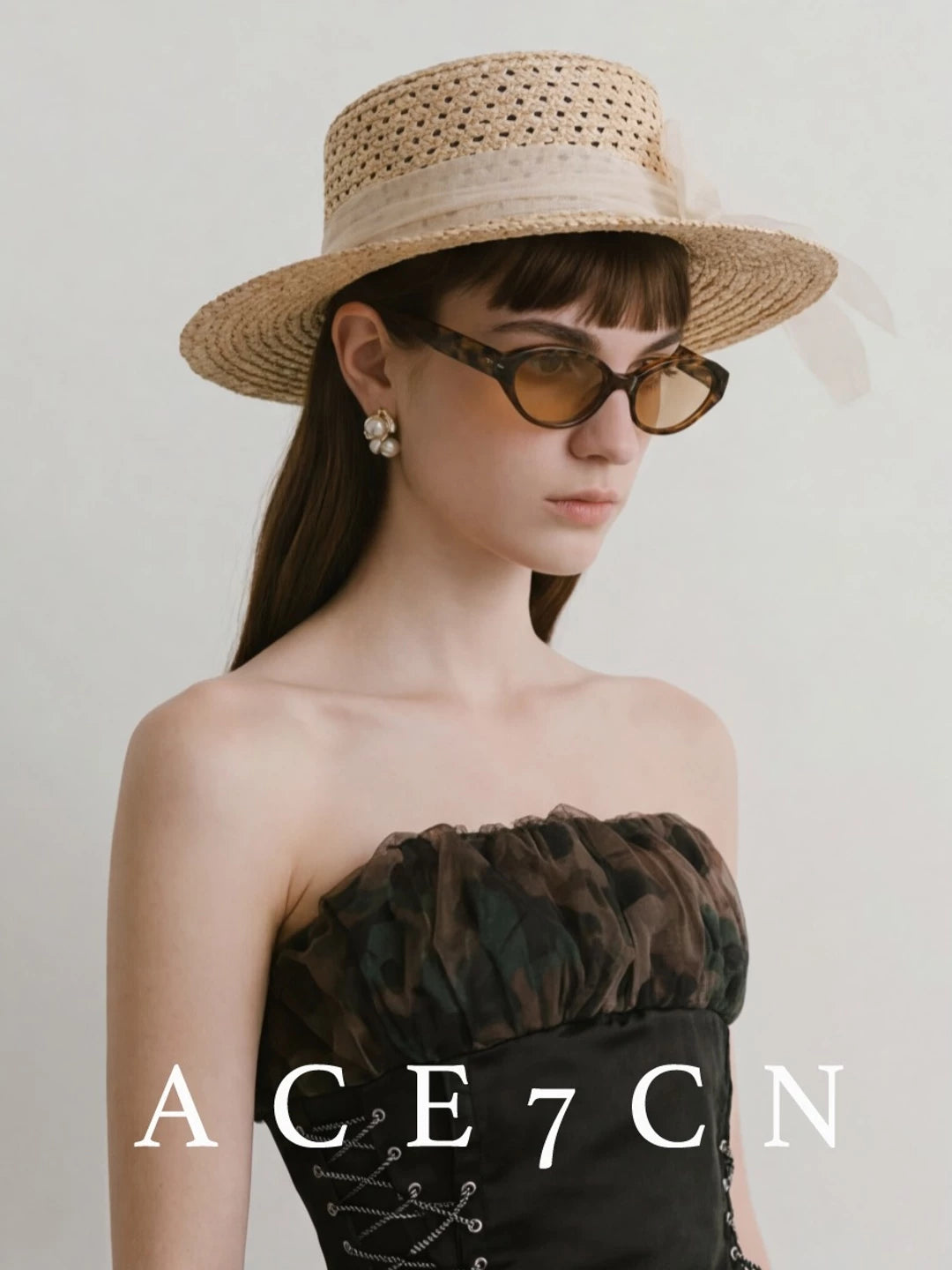 Classic French Fairy Elegant Raffia Flat-Top Hat