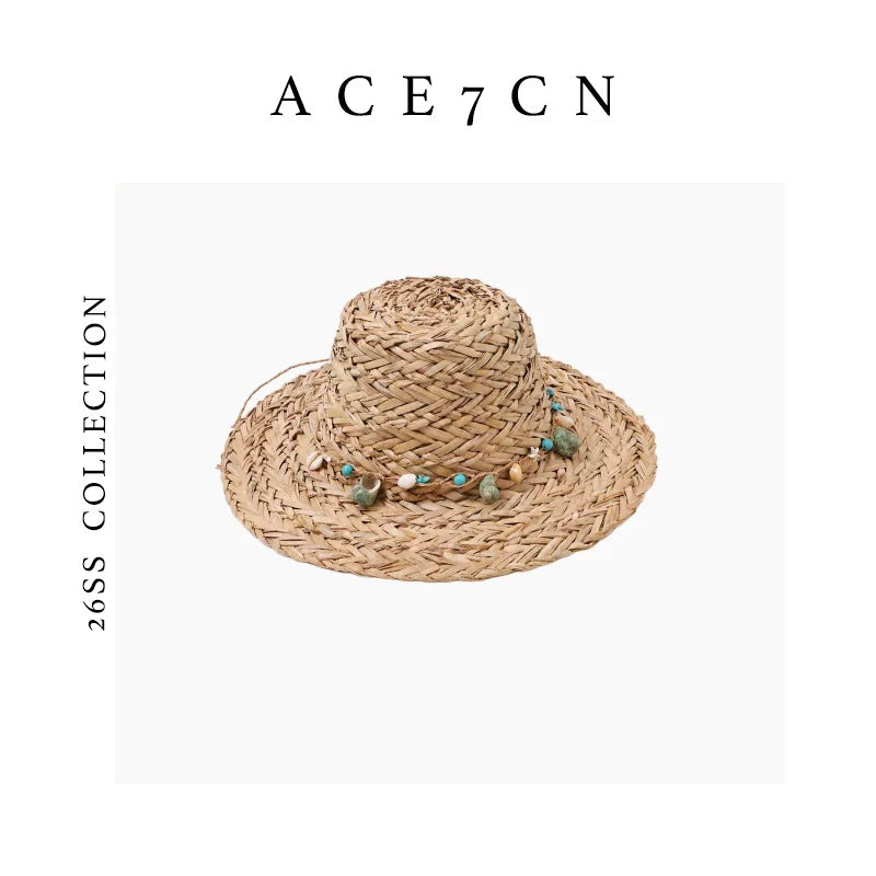 Champs-Élysées Natural-Straw Dress Hat Premium Beaded Woven
