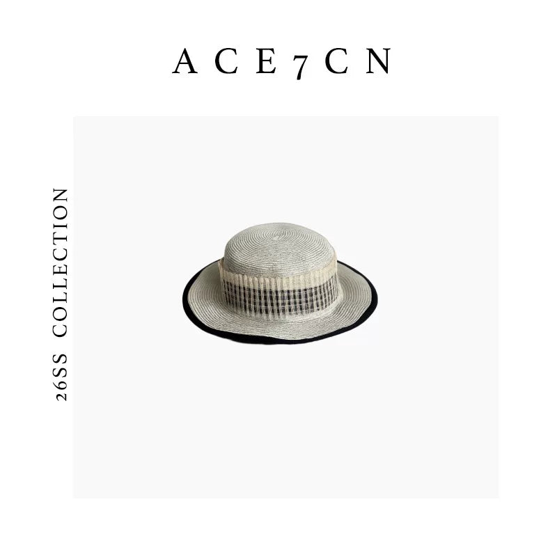 Classic Tweed Premium Runway Straw Hat Light-French