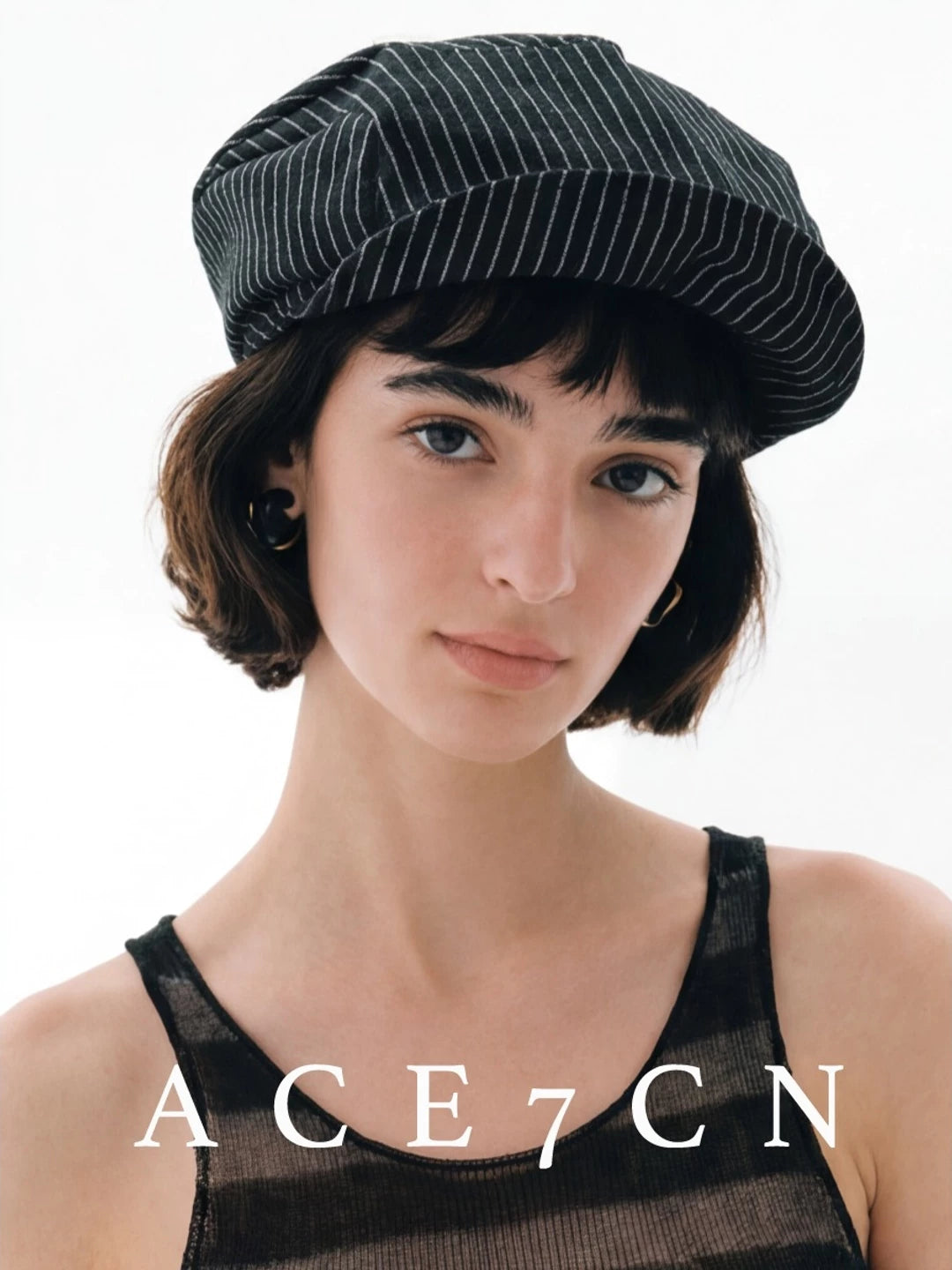 Japanese Niche Cloud Hat Striped Roll-Brim Newsboy