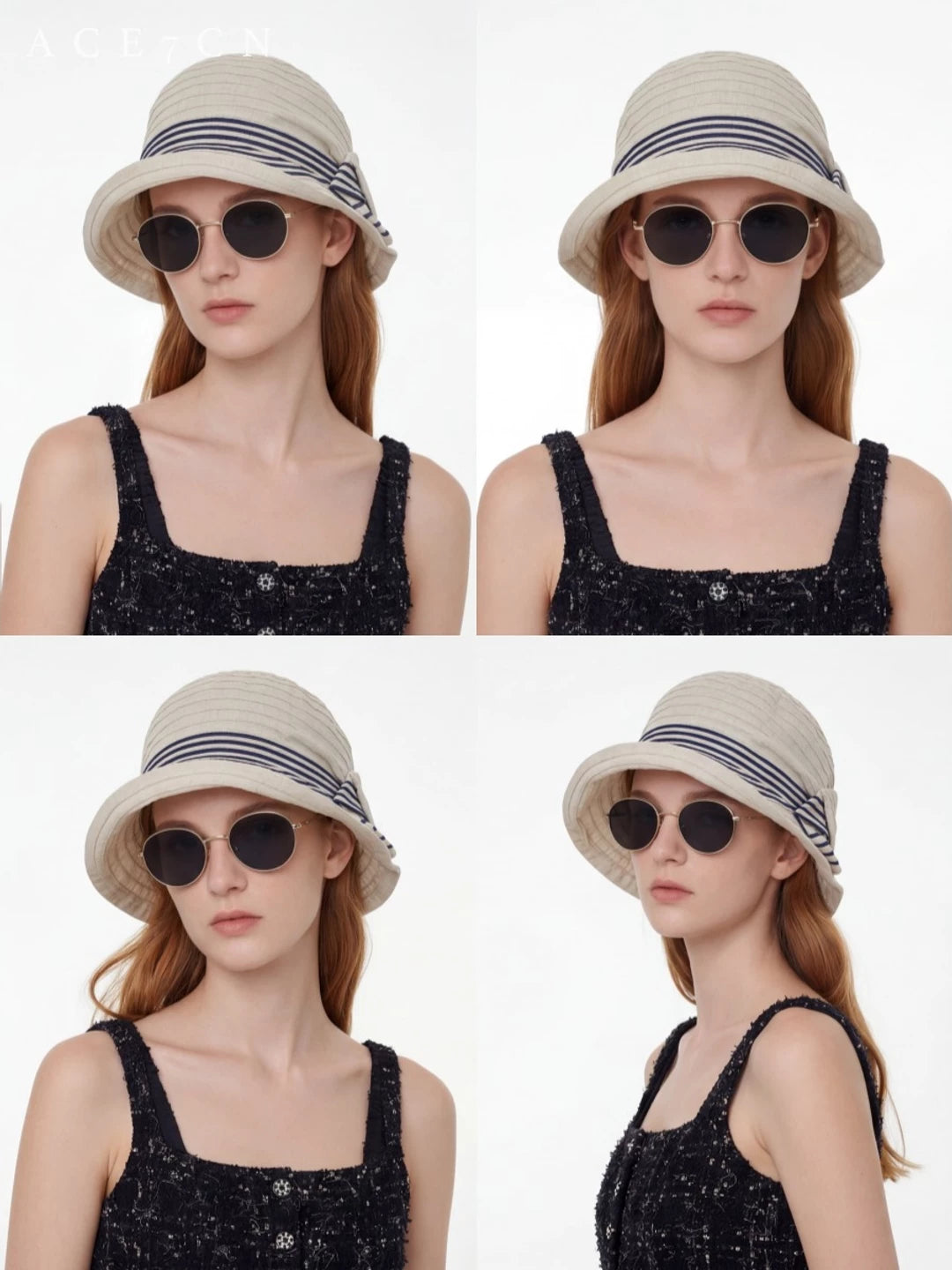 South-France Midsummer Bucket Hat Bow Color-Block Striped
