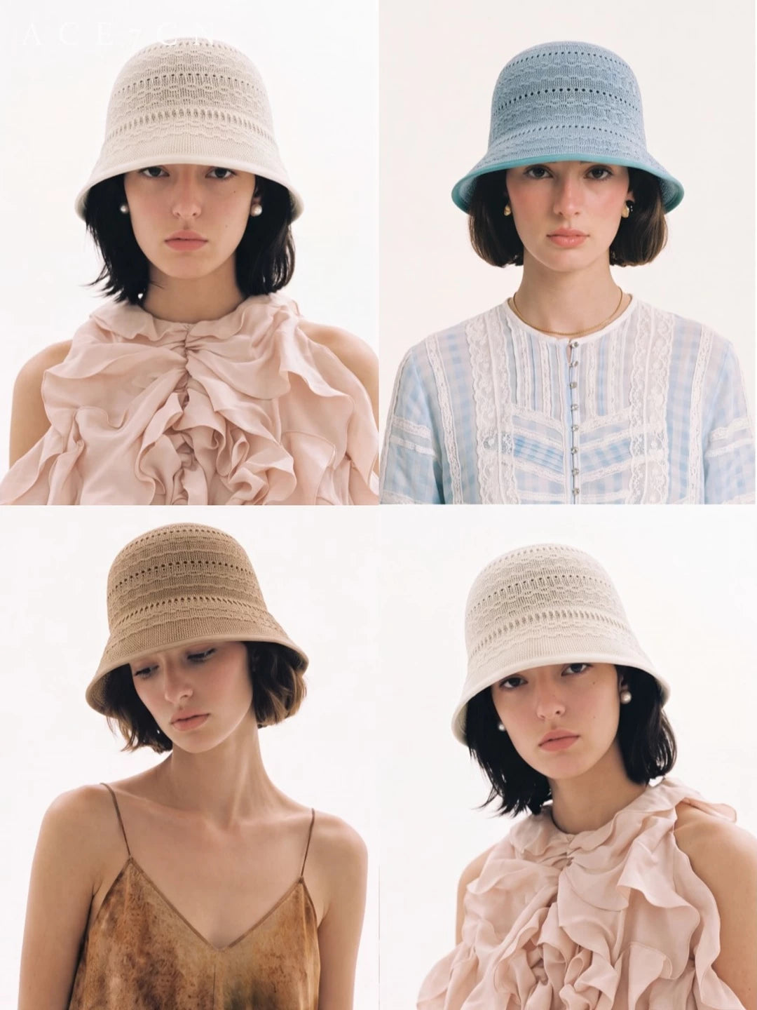 Japanese Niche Hand-Crochet Bucket Hat Openwork Breathable