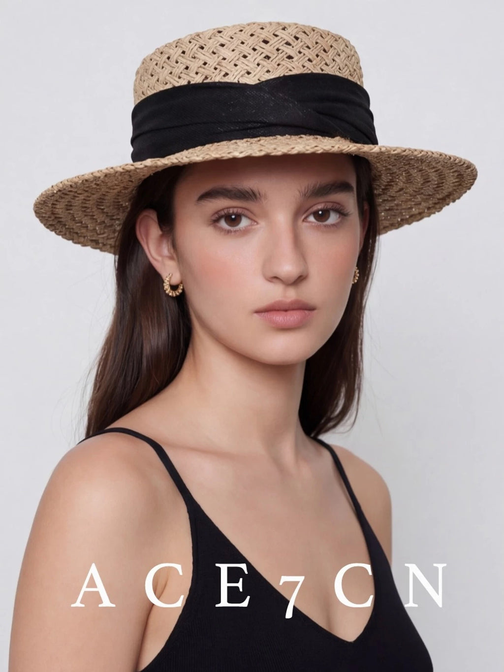 Relaxed French Sun-Shade Straw Hat Refined Dress