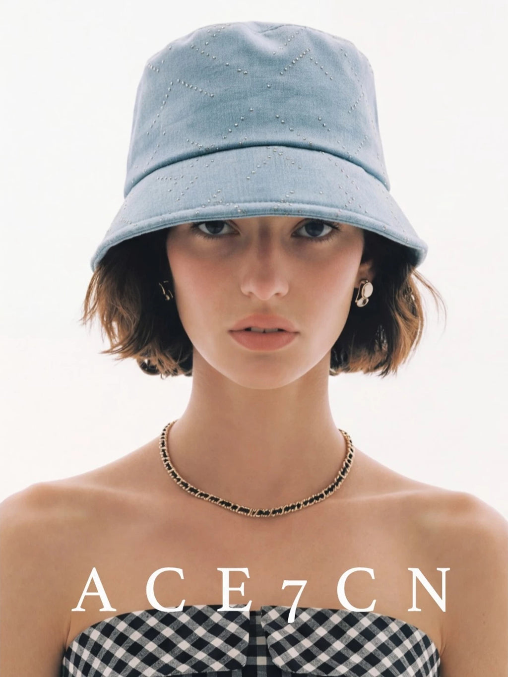 Light-French Denim Bucket Hat Subtle-Glitter Bucket Hat
