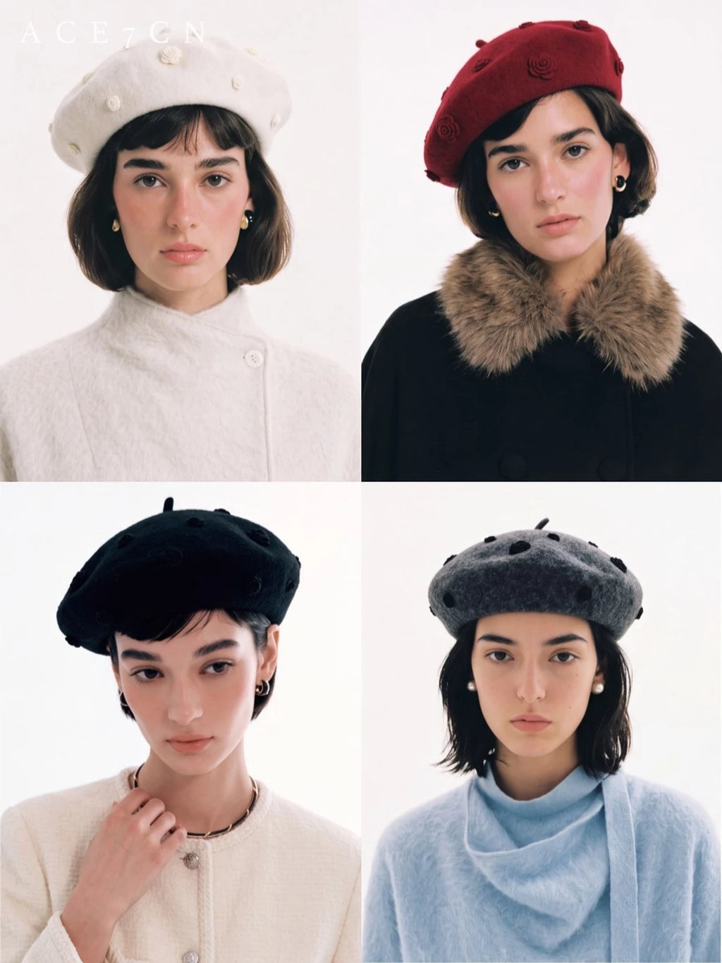 Parisian Vintage Classic Camellia Cloud Hat Wool