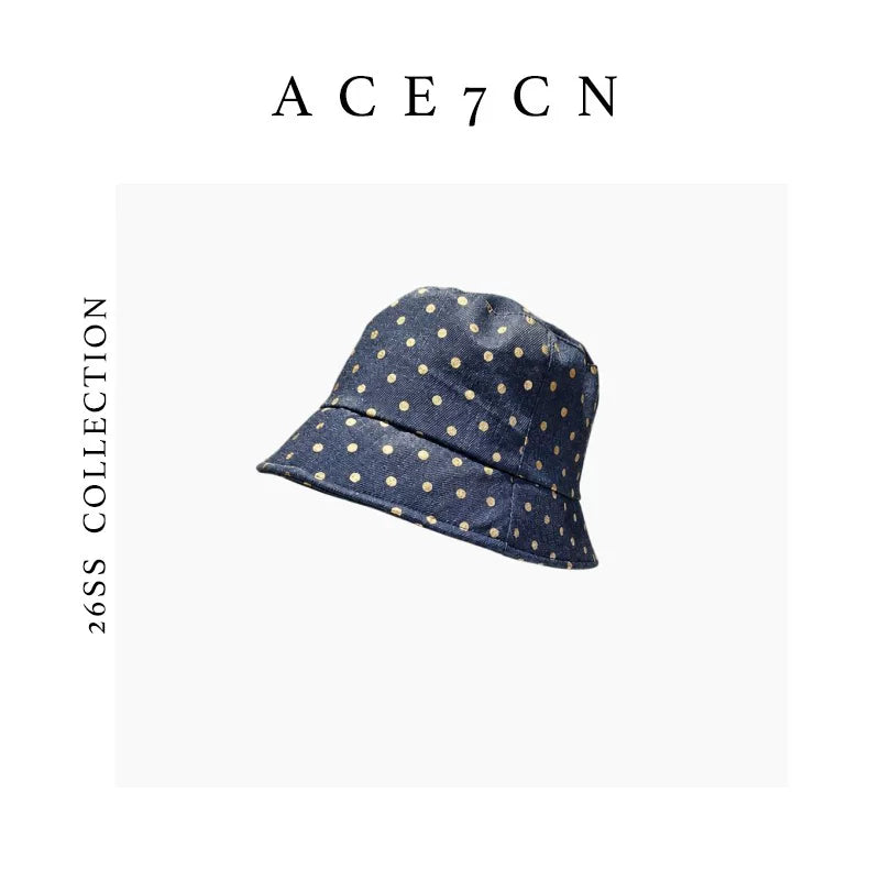 Parisian Polka-Dot Bucket Hat Short-Brim Soft-Top Bucket