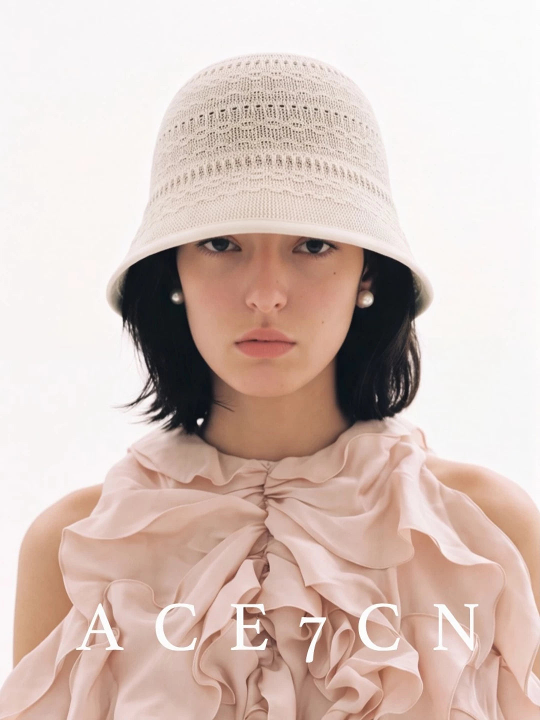 Japanese Niche Hand-Crochet Bucket Hat Openwork Breathable