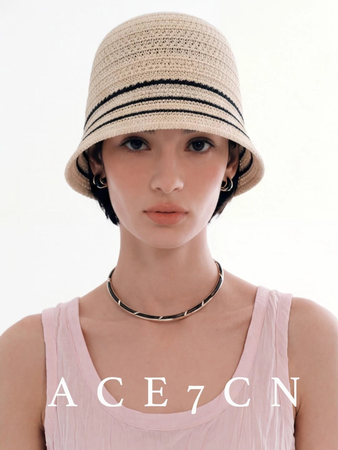 South-France Classic Hepburn Bucket Hat Color-Block Striped