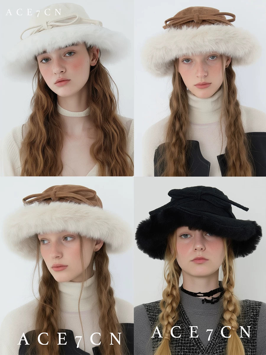 Nordic Snow Hat Aesthetic Autumn-Winter Vintage Wide-Brim