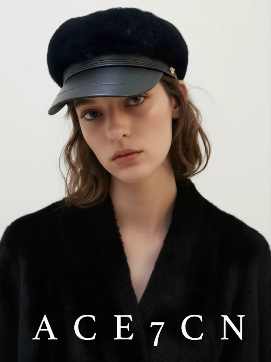 British Vintage Faux-Mink Riding Hat Light-Luxury Premium