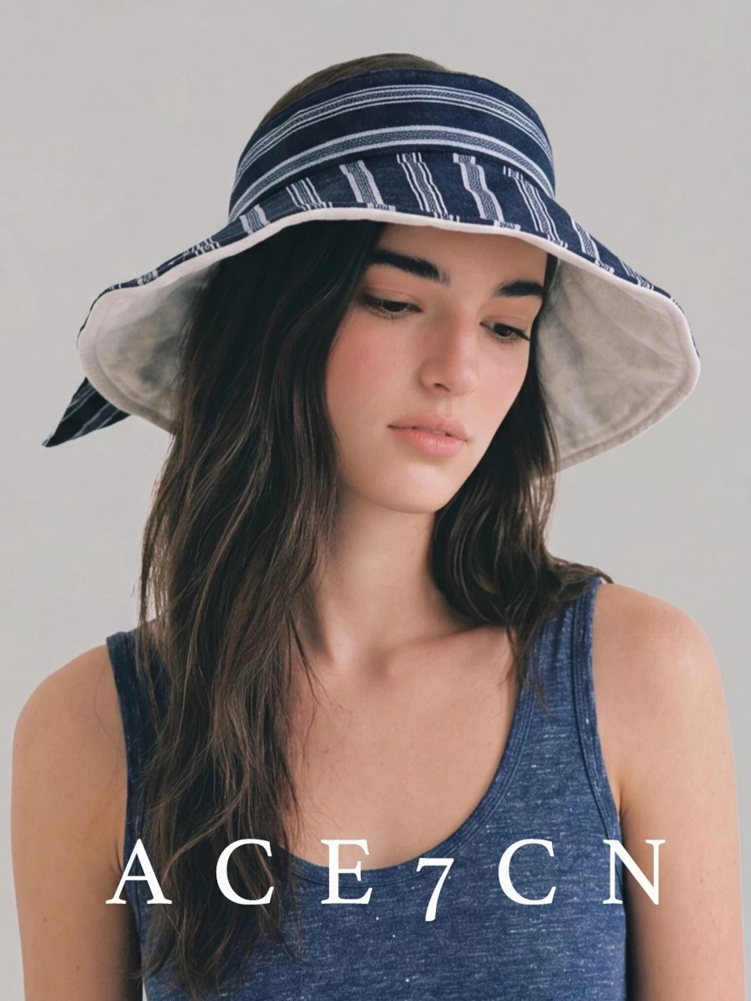 Athleisure Outdoor Sun-Protection Visor Striped Roll-Brim Sun