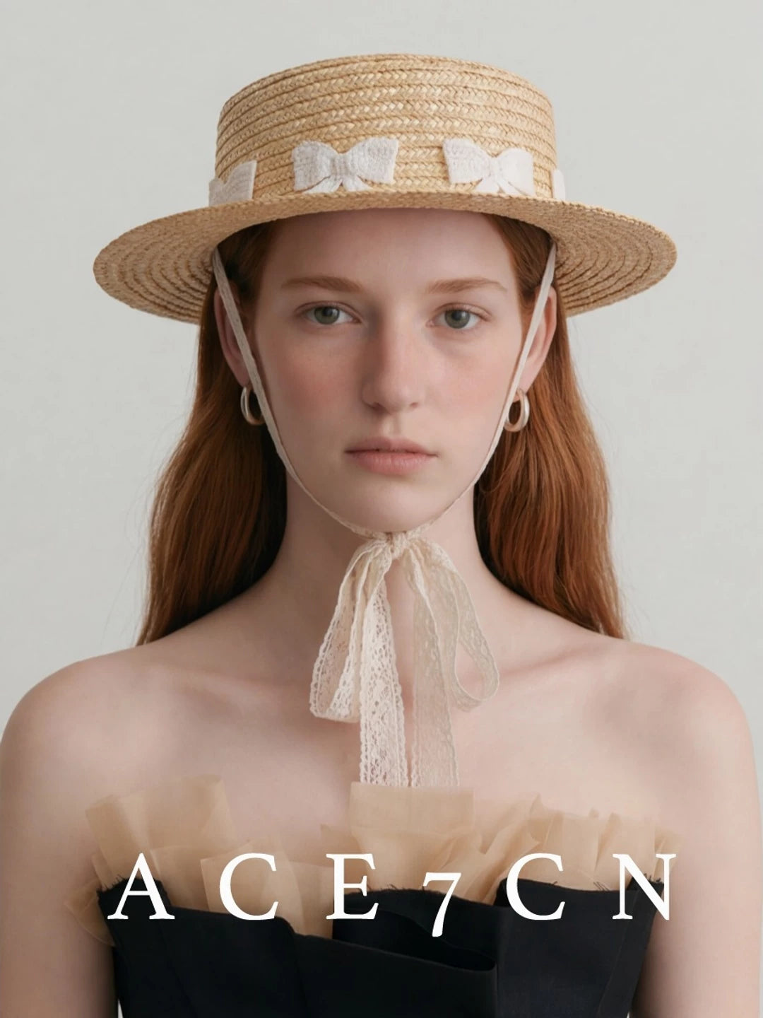Parisian Natural Wheat-Straw Straw Hat Hand-Woven Bow