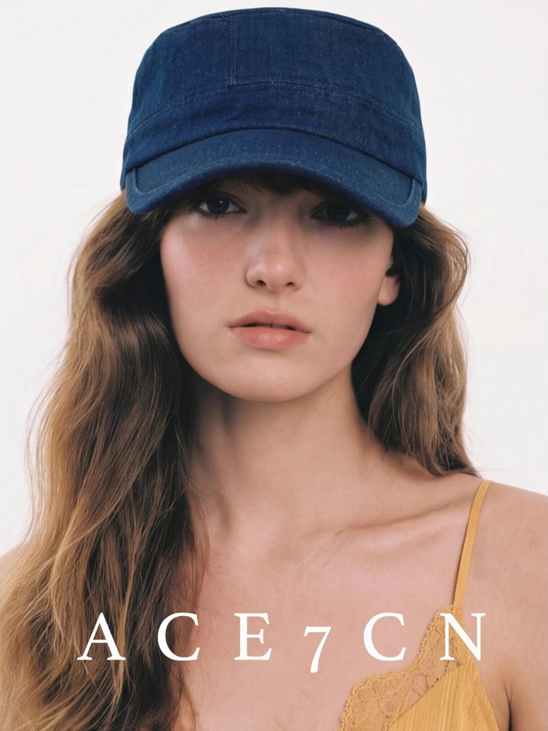 Urban Chic Casual Riding Hat Denim Flat-Top