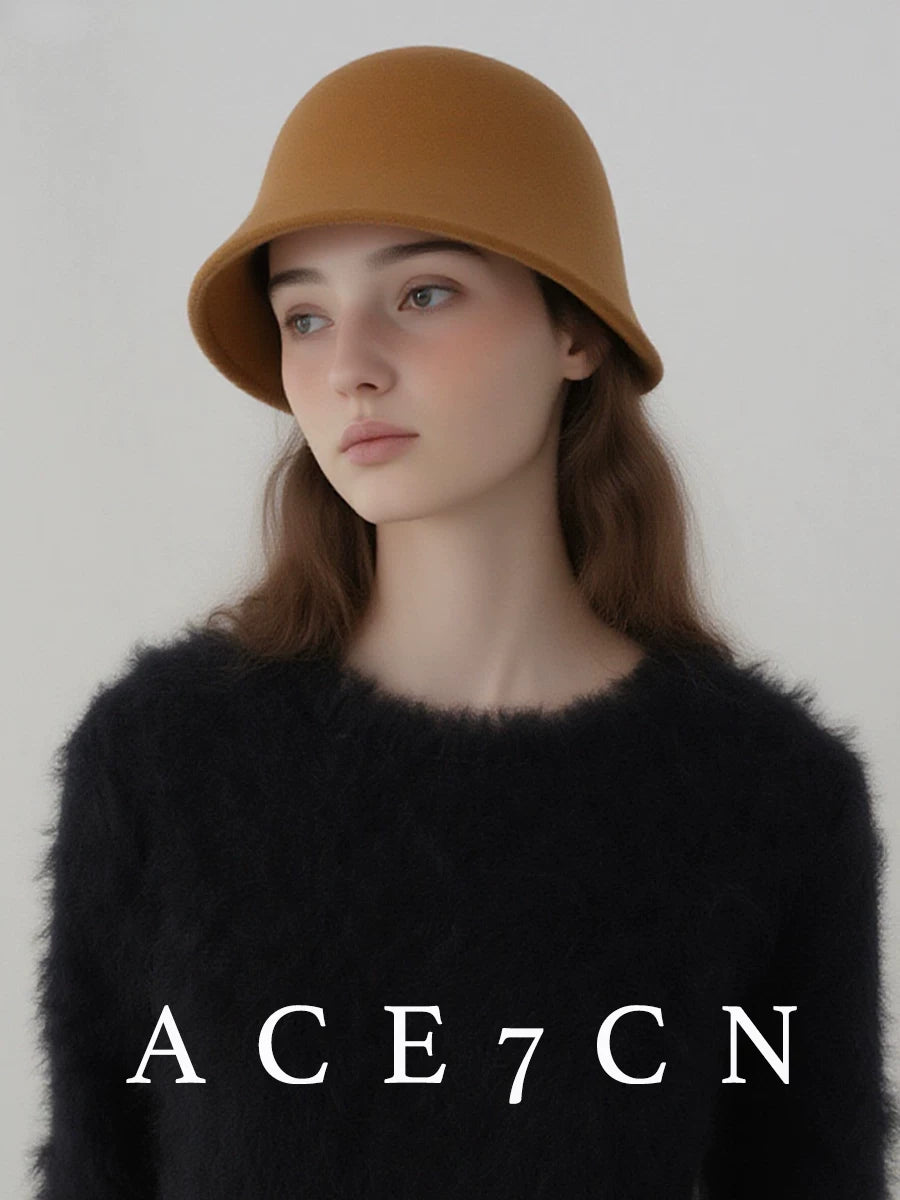 100 Wool Bucket Hat Women Autumn-Winter Warm