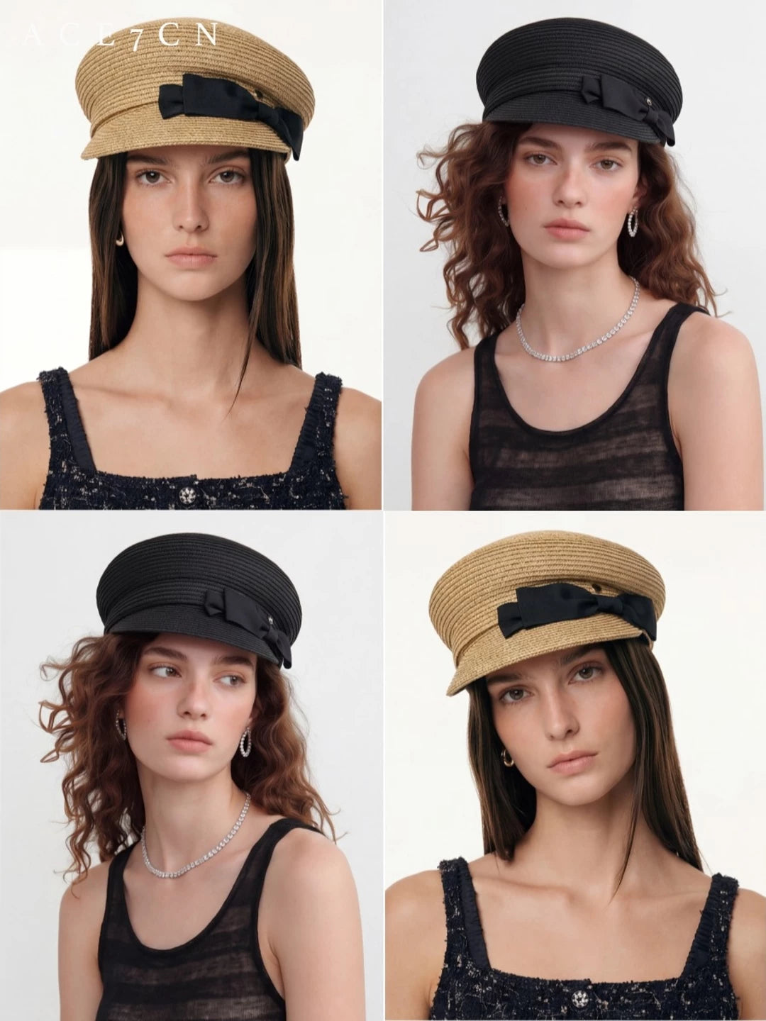 British Old-Money Premium Faux-Linen Equestrian Hat Embellished