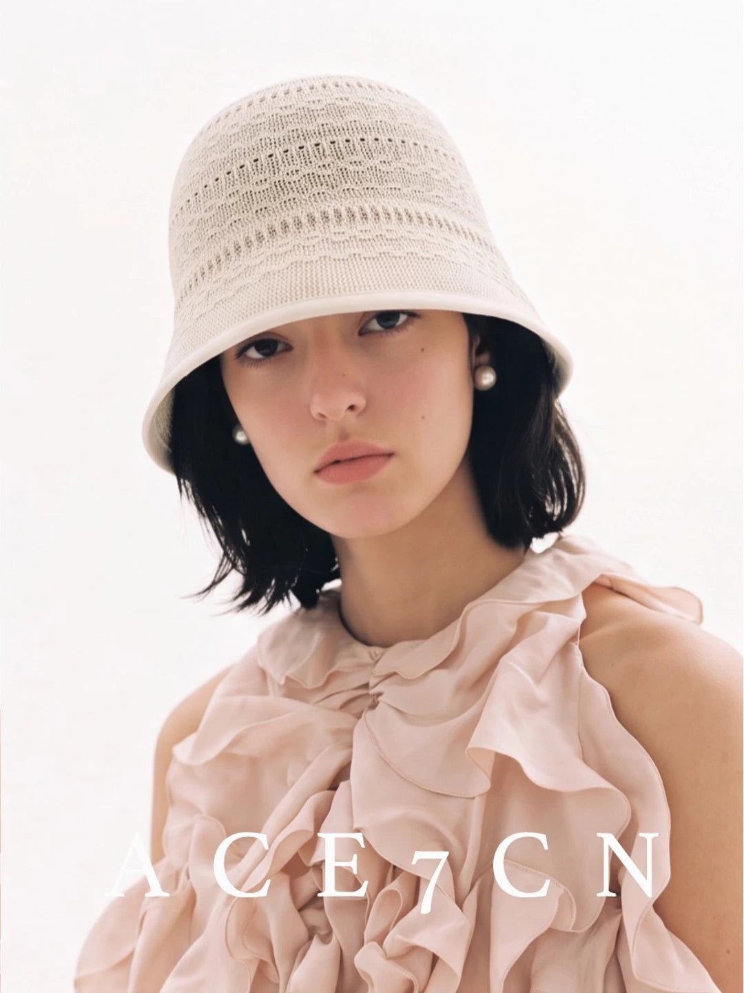 Japanese Niche Hand-Crochet Bucket Hat Openwork Breathable