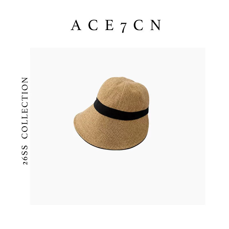 Japanese Niche Handmade Faux-Linen Riding Hat Bucket