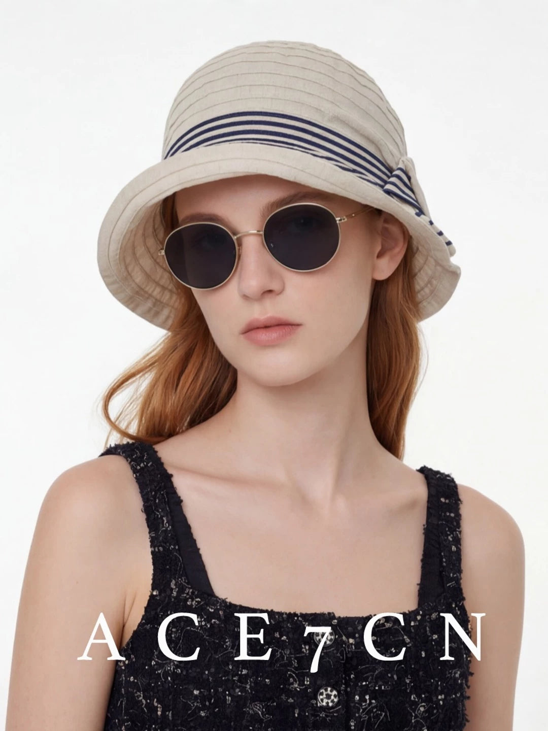 South-France Midsummer Bucket Hat Bow Color-Block Striped