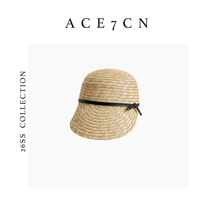 British Old-Money Straw-Woven Equestrian Hat Raffia Cap